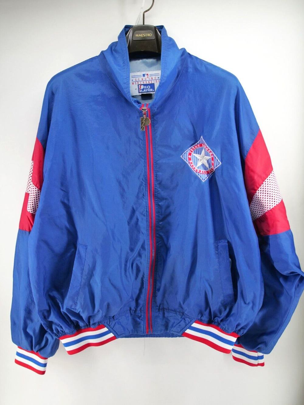 Vintage Pro Player Texas Rangers Full Zip Jacket Men XL Windbreaker Blue MLB 90s